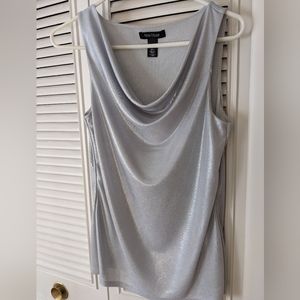 WHBM silver lined sleeveless tank M polyester spandex